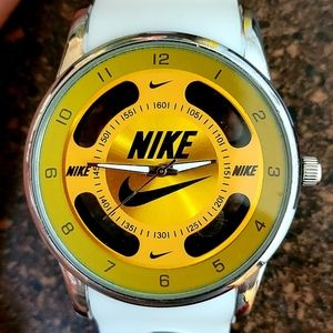 Nike Watch Hollow Analog Sports Silicone Band Yellow Face Adult Size Men's